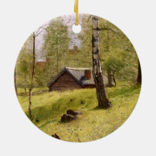 Birch Trees in the Swedish Countryside (Jansson) Ceramic Tree Decoration