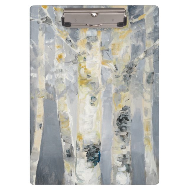 Birch Trees On Grey Background 6 Clipboard (Front)