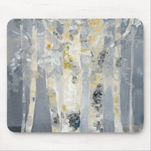 Birch Trees On Grey Background 6 Mouse Pad