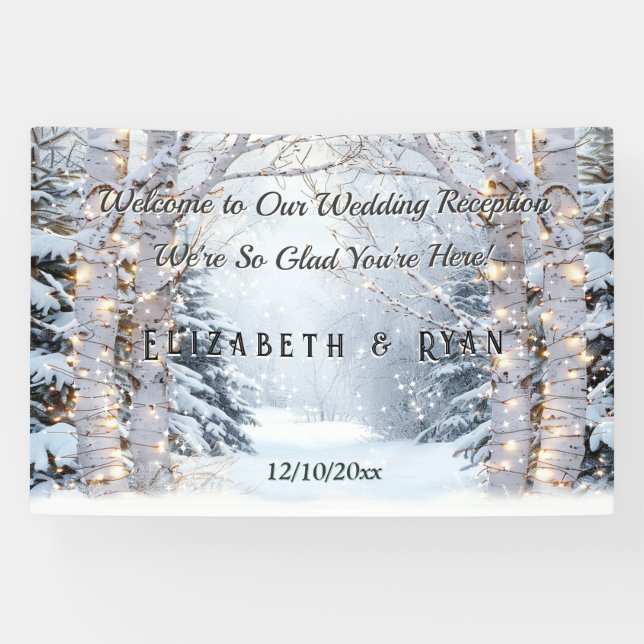 Birch Trees Pine Trees Winter Wonderland Wedding   Banner (Horizontal)