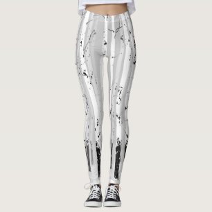Birch Trees Vintage Horizontal Background Leggings