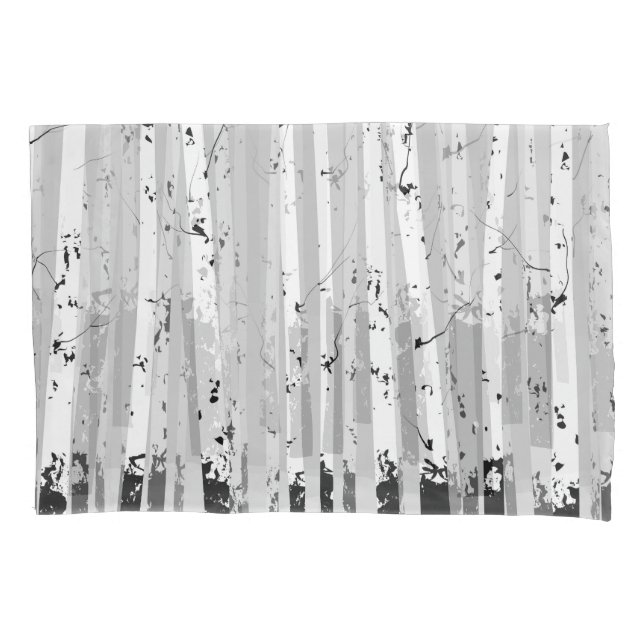 Birch Trees Vintage Horizontal Background Pillowcase (Front)