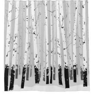 Birch Trees Vintage Horizontal Background Shower Curtain