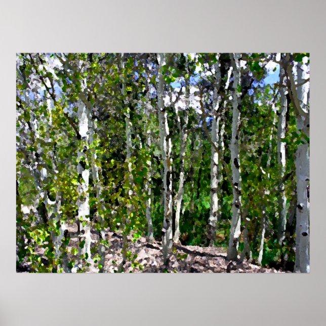 Birch trees watercolor on canvas 24x18 poster (Front)