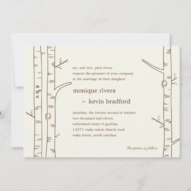 Birch Trees Wedding Invitation - Sketchy (Front)