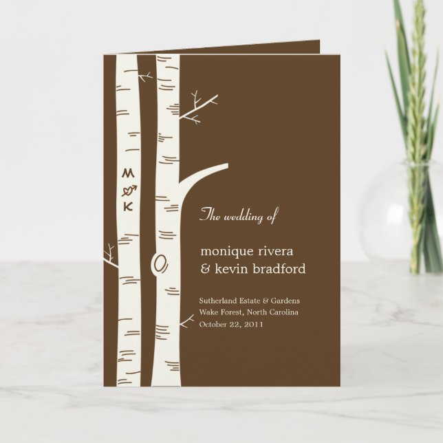 Birch Trees Wedding Program Card (Front)