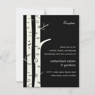 Birch Trees Wedding Reception Card - Black
