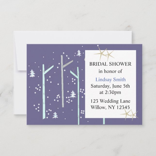 Birch Trees Winter Scene Bridal Shower Invitation (Front)
