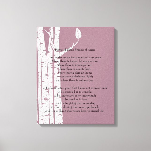 Birch Trees with Prayer Canvas Print (Front)