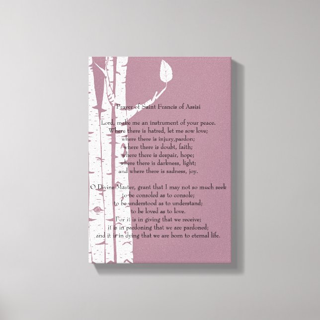 Birch Trees with Prayer Canvas Print (Front)
