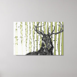 Birch Trees You Choose Background Colour Canvas Print