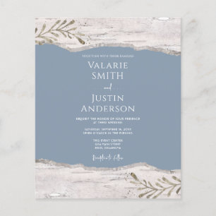 Birch Wood Dusty Blue Wedding Invitation