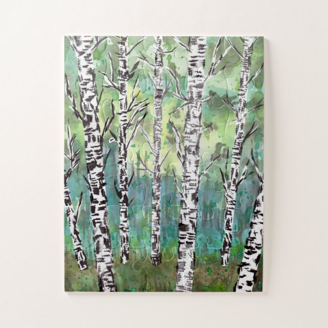 Birch Woods Watercolor Jigsaw Puzzle (Vertical)