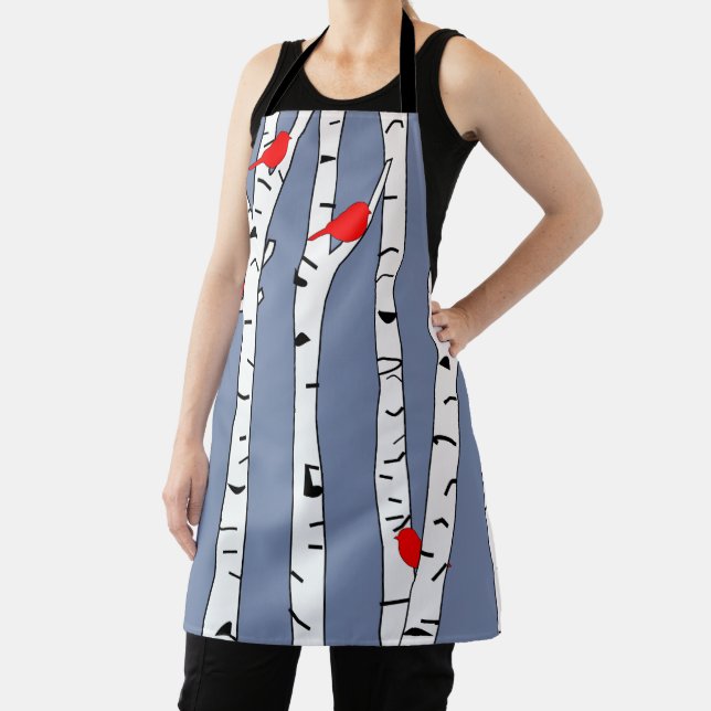 Birches and Birds Apron (Insitu)