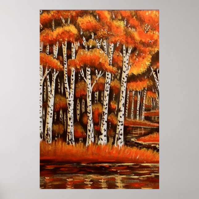 Birches Autumn Landscape Poster (Front)