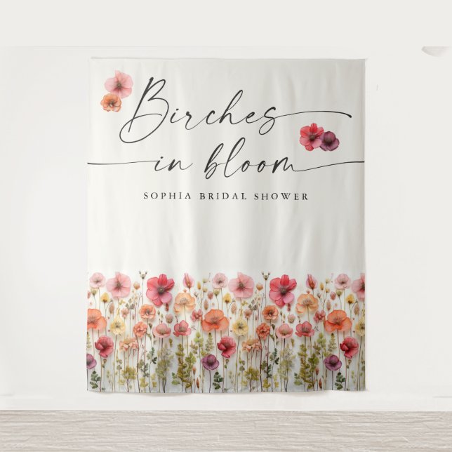Birches In Bloom Bridal Shower Tapestry Backdrop (Front)
