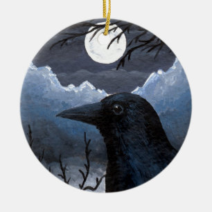 Bird 58 Crow Raven Ceramic Tree Decoration