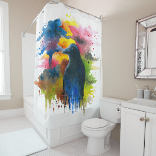 Bird 71 Colourful Crow Shower Curtain