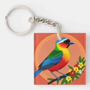 🌸 Bird Among Flowers Nature Inspired Design 🌸 Key Ring