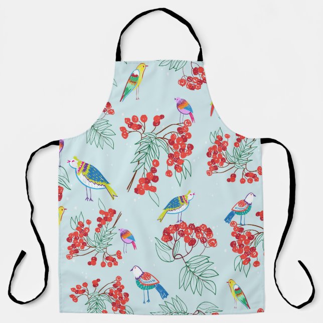 Bird and berry pattern design. apron (Front)