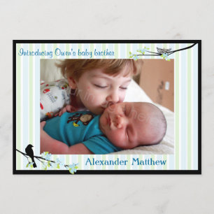 Bird and Blossoms Photo Birth Announcement Blues