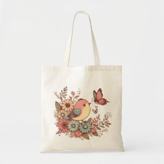 Bird and Butterflies Tote Bag