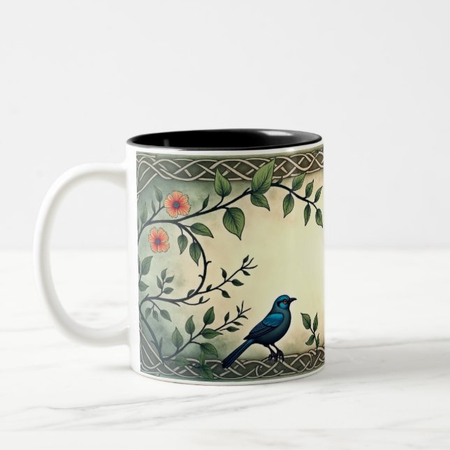 Bird and Butterfly Two-Tone Coffee Mug (Left)
