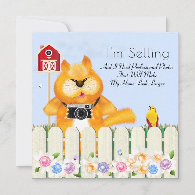 Bird and Cat Photographer Real Estate New Home Card (Front)