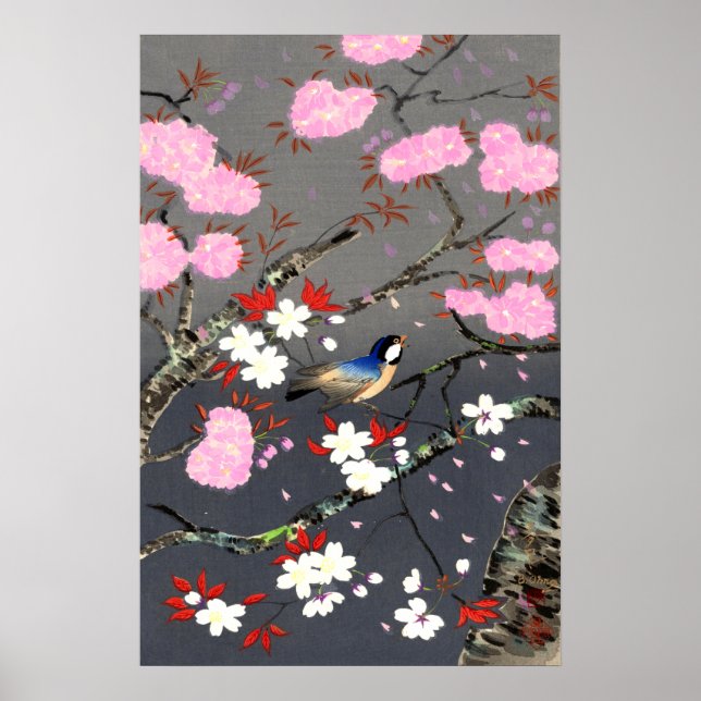 Bird and Cherry Blossoms Bakufu Ohno 1949 Poster (Front)