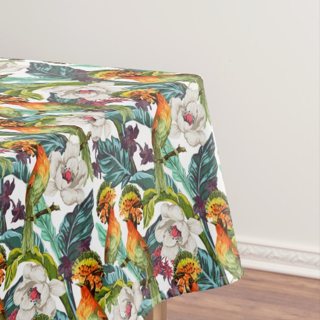 Bird And Exotic Flower Pattern 2 Tablecloth (In Situ)
