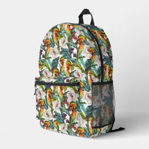 Bird And Exotic Flower Pattern Monogram 2 Printed Backpack