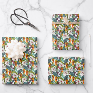Bird And Exotic Flower Pattern   Monogram 2 Wrapping Paper Sheet