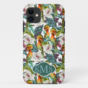 Bird And Exotic Flower Pattern   Monogram Case-Mate iPhone Case