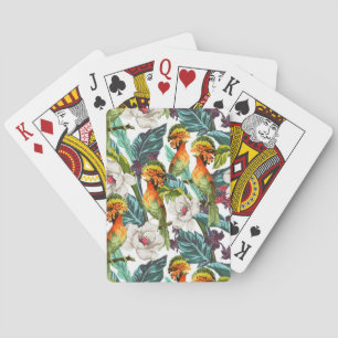 Bird And Exotic Flower Pattern Playing Cards