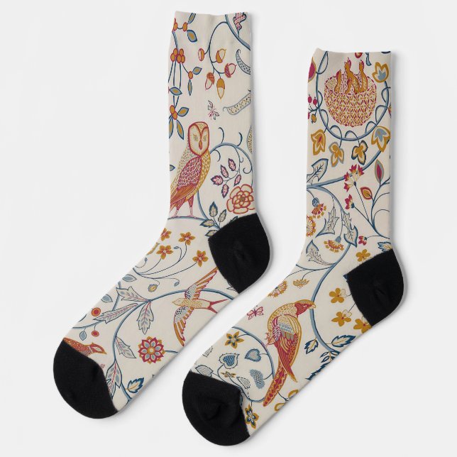 Bird and Floral Pattern, William Morris Socks (Left)
