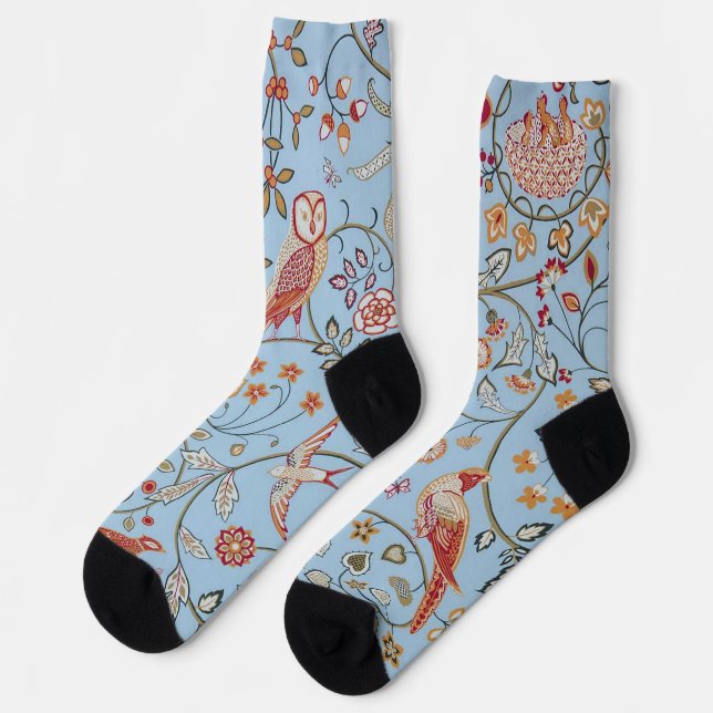 Bird and Floral Pattern, William Morris Socks (Left)