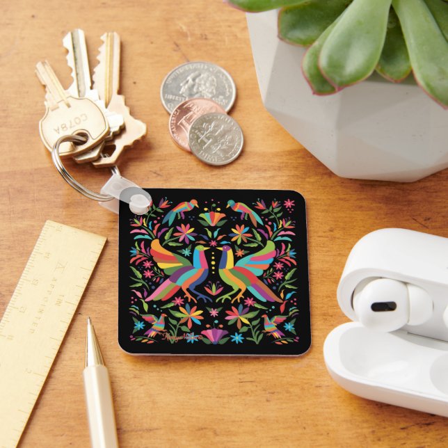 Bird And Flower Mexican Otomi Key Ring (Desk)