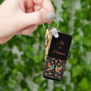 Bird And Flower Mexican Otomi Keychain