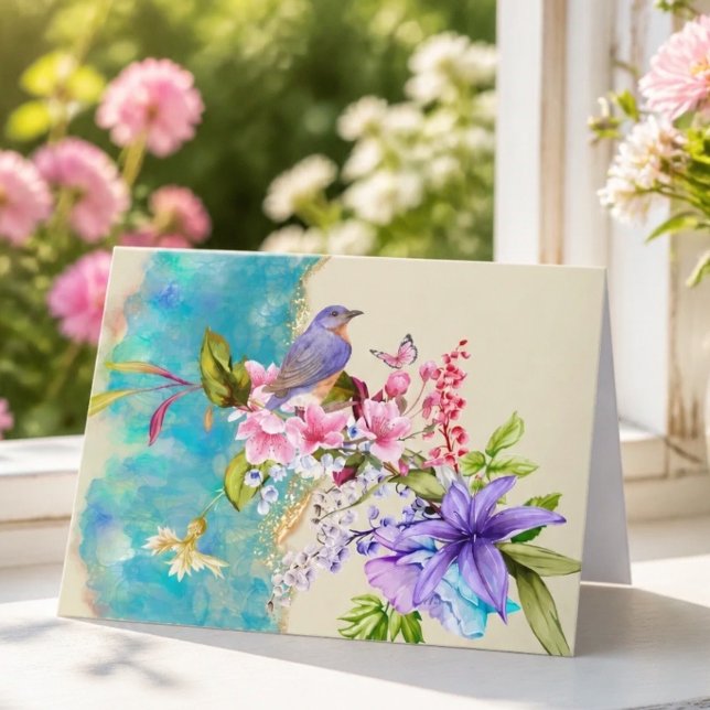 Bird and Flower Note Card (Creator Uploaded)