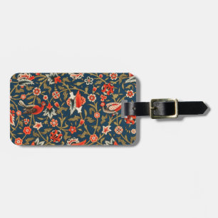 Bird and Flower Persian Blue Red Pattern Luggage Tag