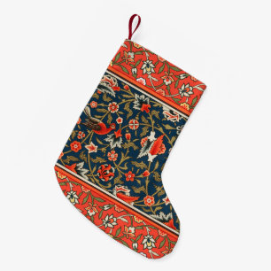 Bird and Flower Persian Blue Red Pattern Small Christmas Stocking