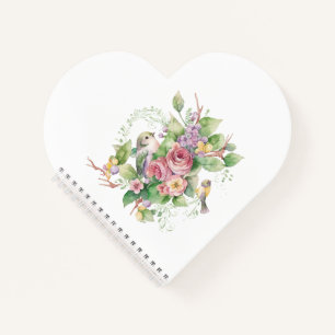 Bird and flower watercolor notebook