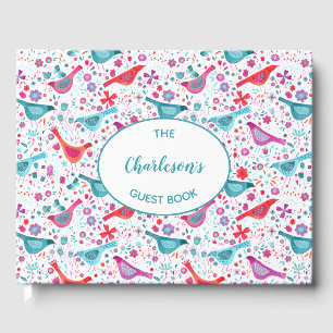 Bird and Flower Watercolor Personalised Guest Book