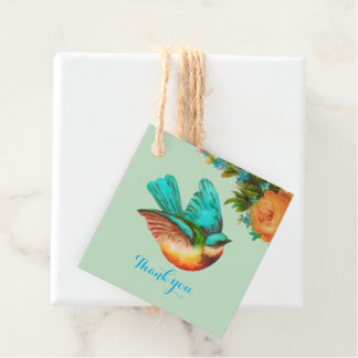 Bird and Flowers Baby Shower Thank You Favour Tags
