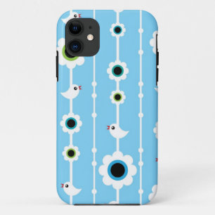 bird and flowers blue pattern Case-Mate iPhone case