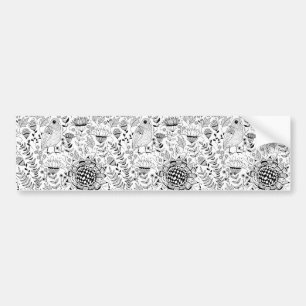 Bird and flowers doodle pattern bumper sticker