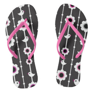 bird and flowers pattern jandals