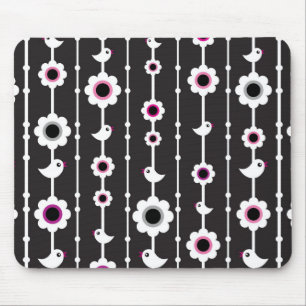 bird and flowers pattern mouse pad