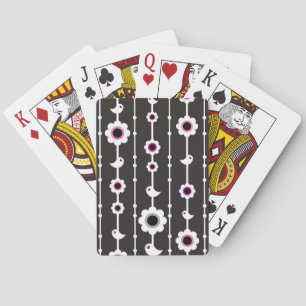 bird and flowers pattern playing cards