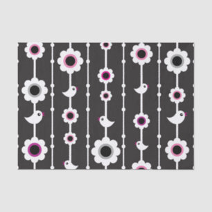 bird and flowers pattern tissue paper